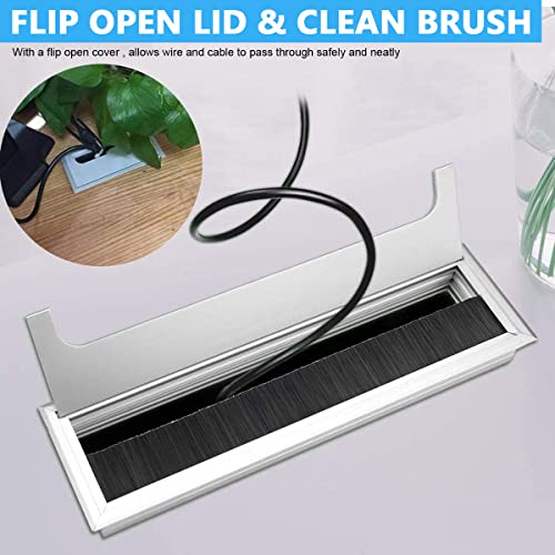 HASTHIP® Rectangular Wire Cable Hole Cover with Dust-Proof Brush, Aluminum Metal Cable Organizer, Wire Manager for Table, Desk Hole Cap for Office and Computer Desks (280mm*80mm, Silver) HASTHIP® Rectangular Wire Cable Hole Cover with Dust-Proof Brush, Aluminum Metal Cable Organizer, Wire Manager for Table, Desk Hole Cap for Office and Computer Desks (280mm*80mm, Silver)
